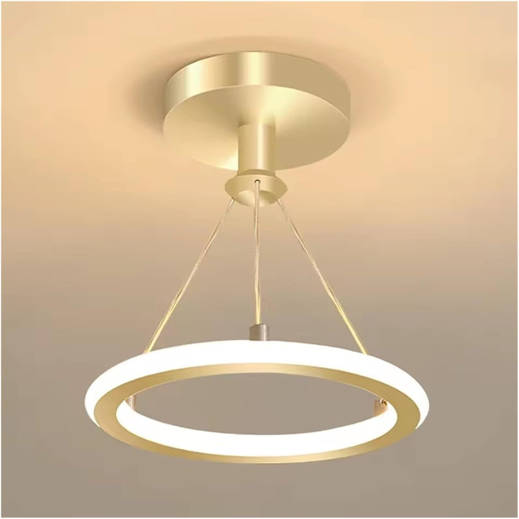 Modern LED Chandelier Lights Energy Saving Wrought Iron Chandelier Circle Ceiling Hanging Lamp Kitchen Bedroom Lighting Fixture(Gold)