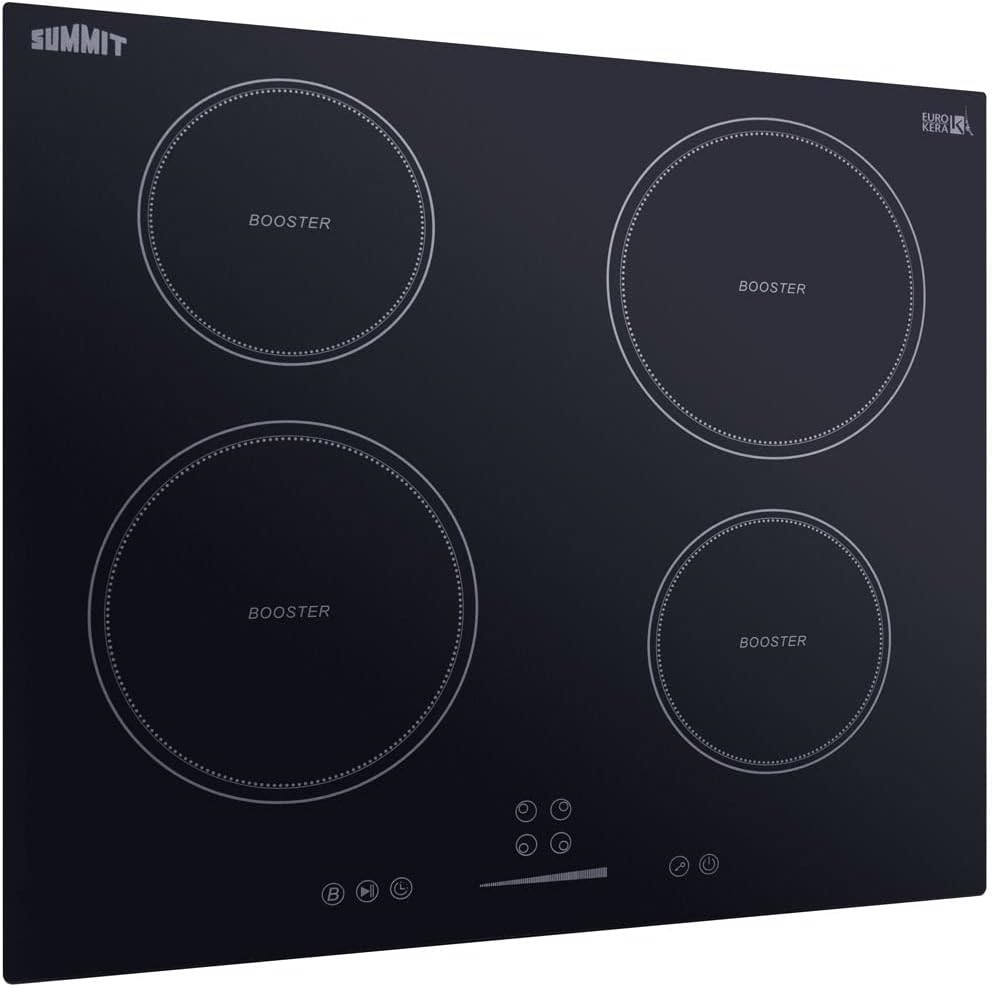 Summit 24' Induction Cooktop, 4 Cooking Zones, 208-240V Electric Cooktop, ADA Compliant Design, Black - SINC4B241B