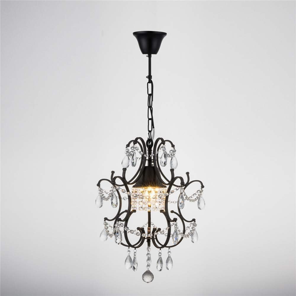 Modern Hanging Lamp, Pendant Light Fixture Style Luxurious V-intage Wrought Iron Crystal Chandeliers， Black Kitchen Island Light,Chandelier LED Ceiling Light