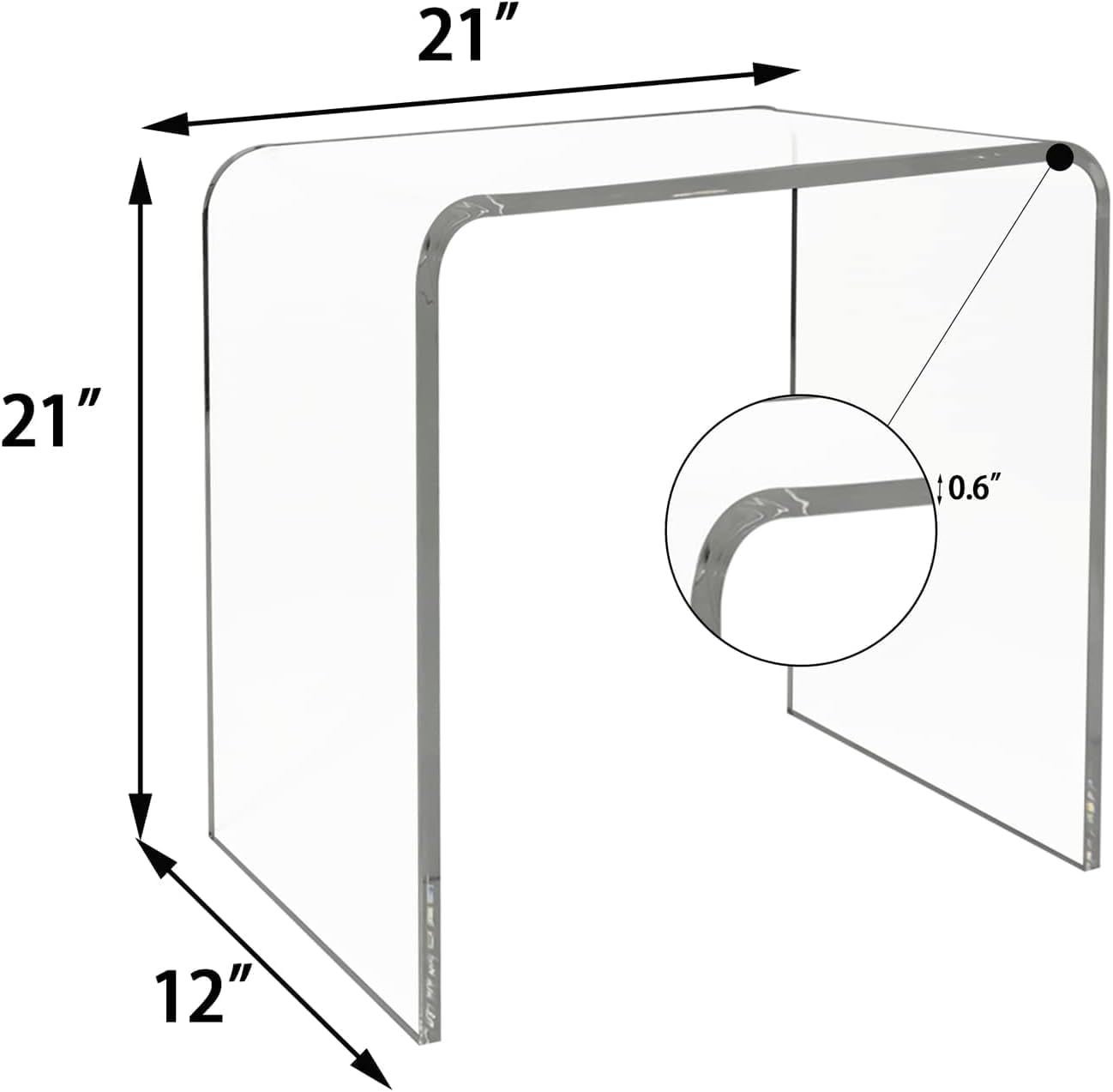 2 PCS Acrylic Side Table, Acrylic End Table, Clear Coffee Table/Nightstand for Living Room Balcony Bedrooms Small Space, Modern Clear Couch Tables for Sofa 21' L x 12' W x 21' H