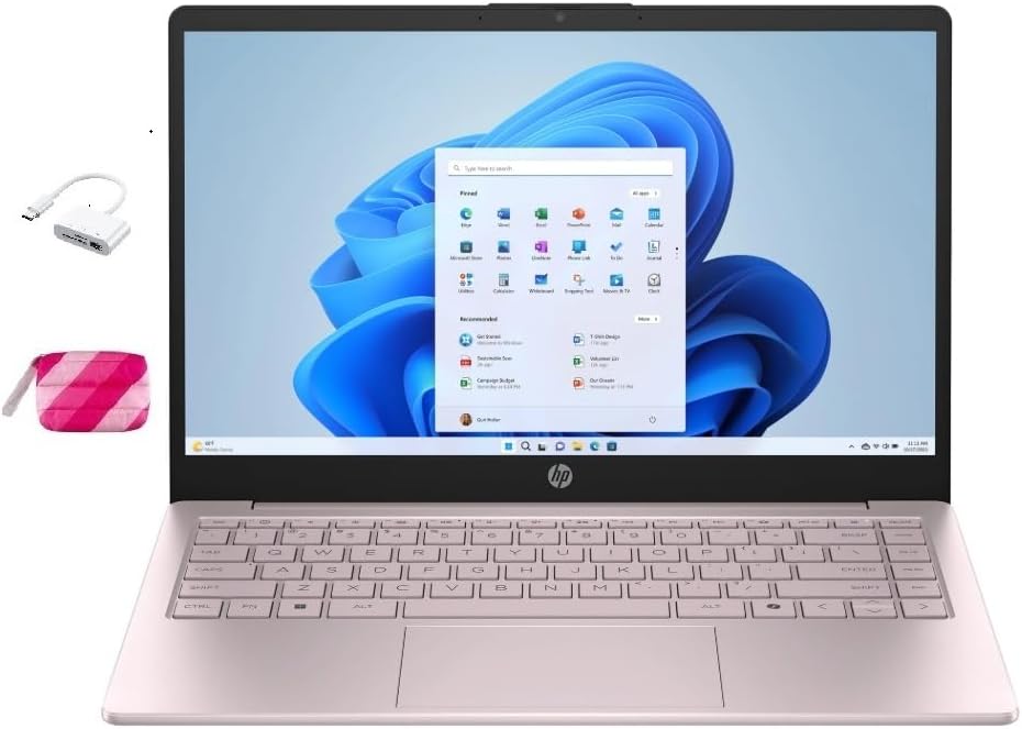 HP 2025 Student Laptop, Intel Processor N150(up to 3.6 GHz), 14 Inch LED Screen,8G RAM, 128GB Storange,1 Year Office 365, Windows 11 Home,w/YYY Accessories,Pink