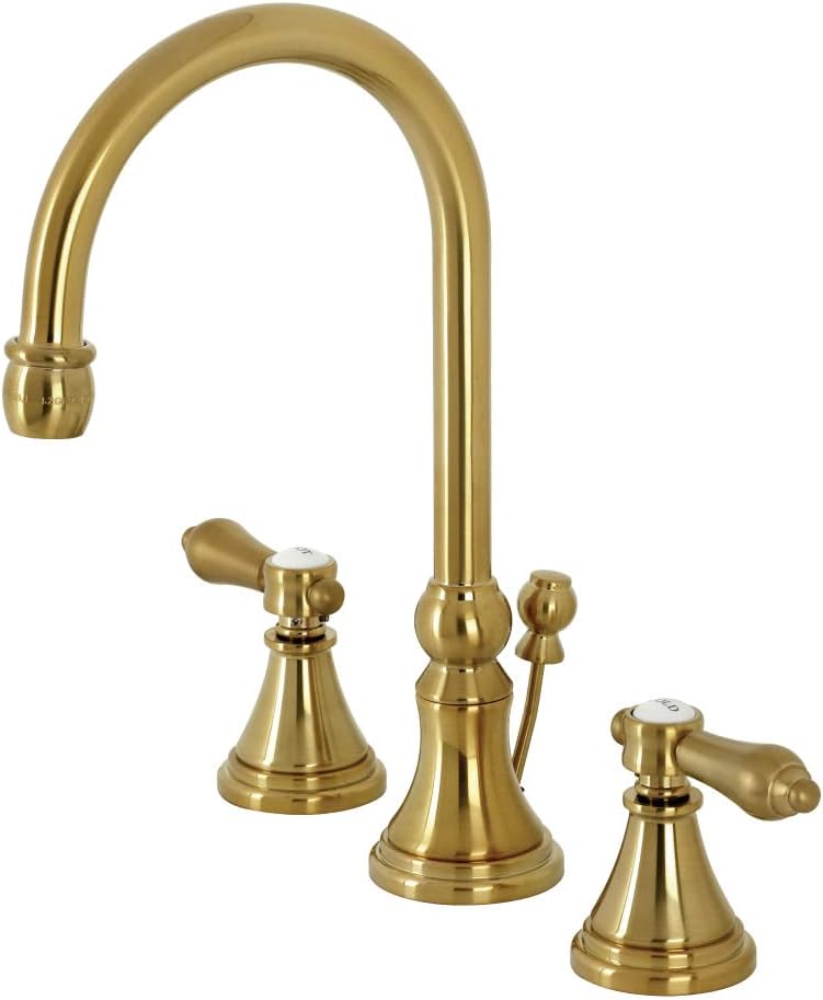 Kingston Brass KS2987BAL Heirloom Widespread Bathroom Faucet with Brass Pop-Up, Brushed Brass