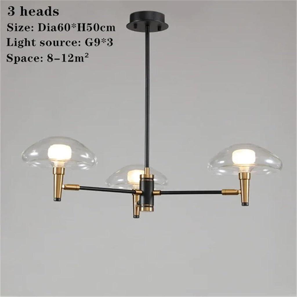 Multiple Heads Black Gold Jellyfish Chandelier for Living Dining Room Bedroom Kitchen Wrought Iron Glass Decoration Lighting,Dining Light Fixtures