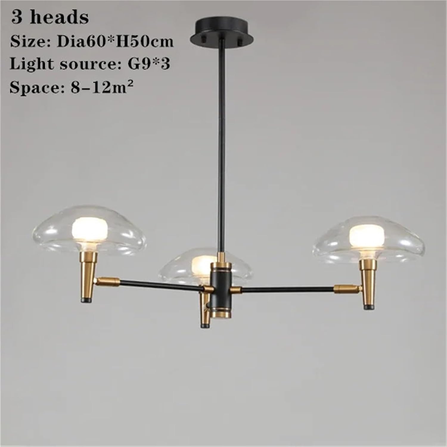 Multiple Heads Black Gold Jellyfish Chandelier for Living Dining Room Bedroom Kitchen Wrought Iron Glass Decoration Lighting,Dining Light Fixtures