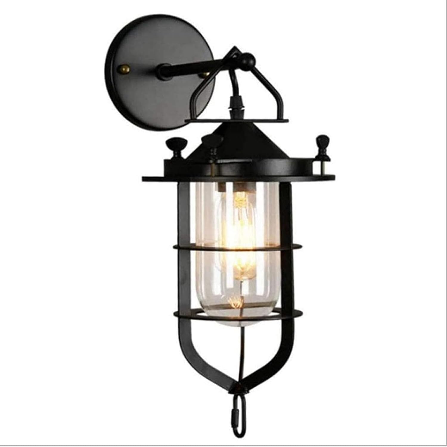 Sconce Wall Lighting Retro Wall Lamp Wrought Iron Bar Glass Iron Mesh Wall Lamp E27 is Suitable for A Variety of Light Sources Bathroom Light Fixtures