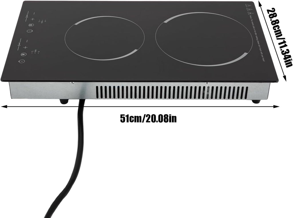 1500W Electric Cooktop, Electric Stove Top with LED display, 110V Intelligent Control Built-in Cooktop, 9 Heating Level, Kid Safety Lock, Sensor Touch Control for Kitchens (2 Burners)