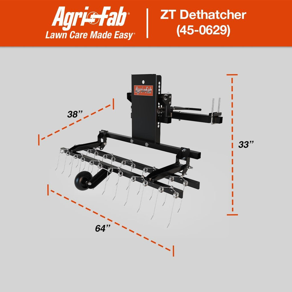 Agri-Fab 45-0629 48' Zero Turn Riding Lawn Mower Front Mount Dethatcher Attachment; 24 Durable Spring Tines, Penetrates and Turns Up Dried Grass, Weeds