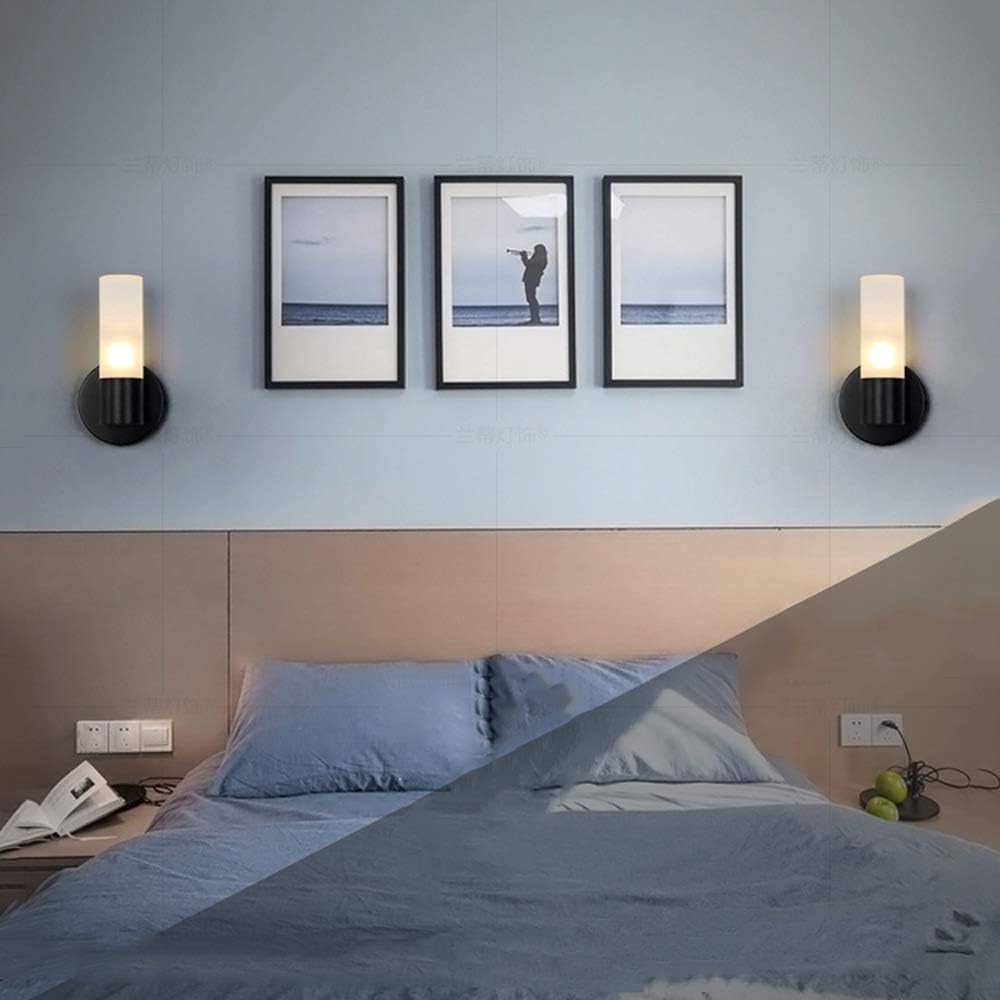 Tai Lu Wall lamp, Modern Creative LED Wall Light Nordic Wrought Iron Wall Sconce Loft V-intage Black Metal Bedroom Bedside Lamp Kitchen Restaurant Bar Decoration Lighting Fixture Bedside Readin