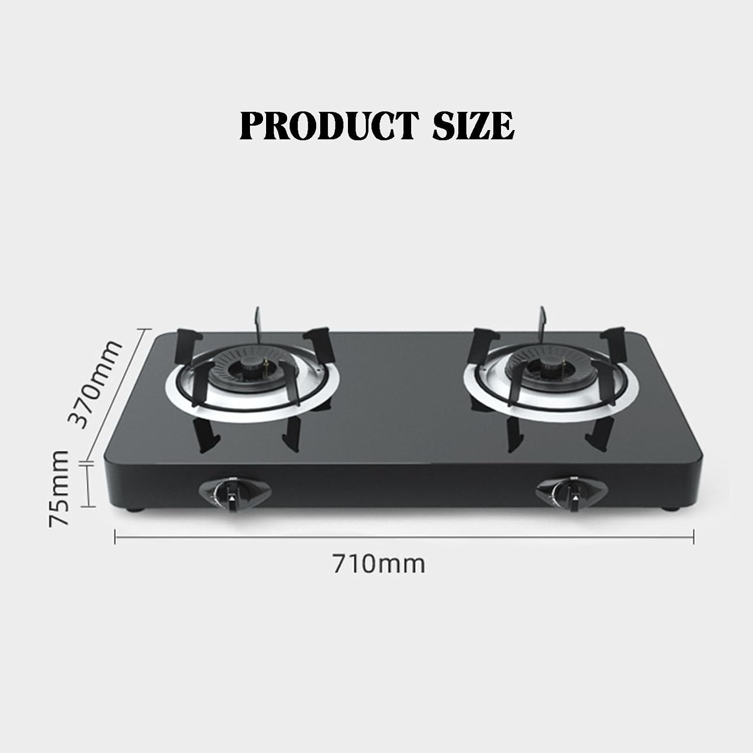 NIKKHO Gas Stove,Desktop with Thermocouple Protection Gas Cooktop,NG/LPG Convertible,Tempered Glass 2 Burners Gas Stoves Cooktop,Suitable for Apartments,Indoor (Color : NG)