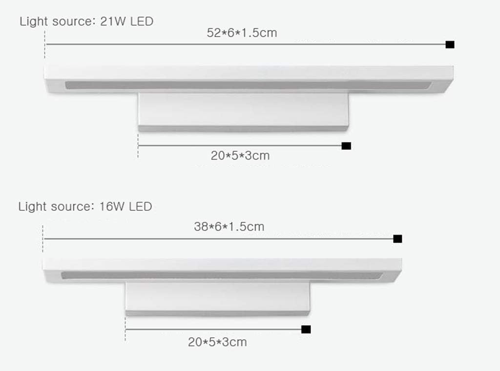 Lamp for Wall, Mirror Light Mirror Front Light Modern Minimalist LED Wrought Iron Acrylic Bathroom Wall Lamp (Color:White-21W/52CM) Home Decor Wall Lamp(Black 21w/52cm)