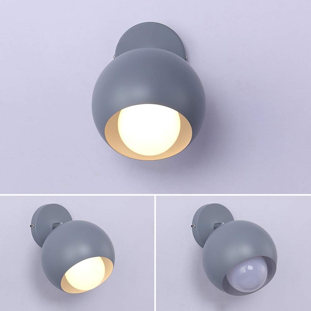 Wall lamp, Clothing Store Coffee Shop 180 Degree Adjustment Wrought Iron Wall Light Fixtures Bedroom Study Girl Room Wall Sconces E27 Screw Aisle Corridor Decorative Lighting Wall Lamp(Grey)