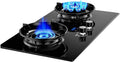 Gas Stove,Built-in Gas Stove with 2 Burners,5.2KW Nine-Cavity High-fire Timer,Gas/LP Gas Conversion Stove,with Flameout Protection,for Home Kitchen(LPG)
