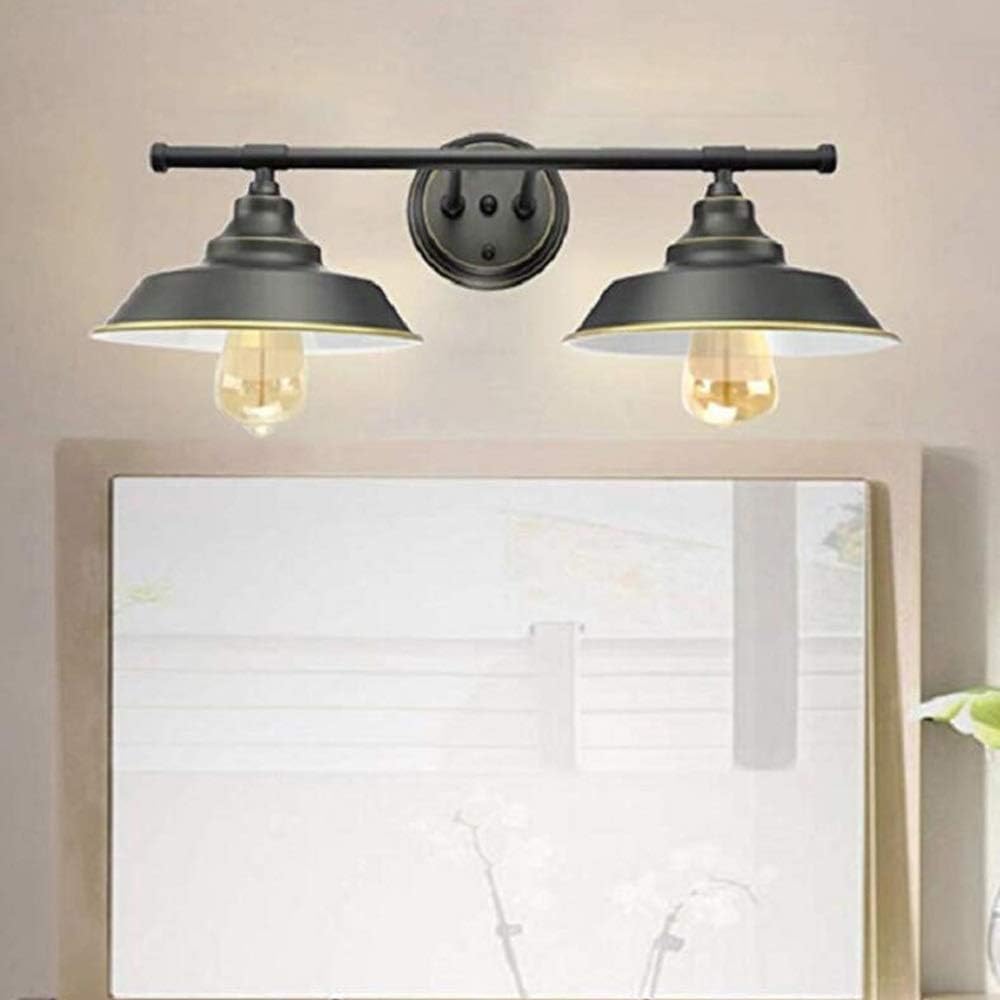 Wall Mounted Light E27 Black Double Wall Light Vintage Industrial Wrought Iron Metal Wall Lamp Retro Fisherman Hat Wall Sconce Creative Lighting Fixtures for Bathroom Living Room Reading Light
