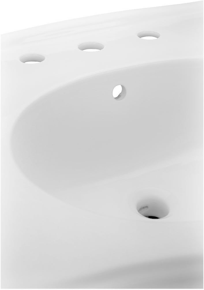 Renovators Supply Manufacturing Darbyshire 34'W x 22.5' D x 32' H Large Bathroom Pedestal Sink. Vitreous China with Overflow, 8 in. Widespread Faucet Holes