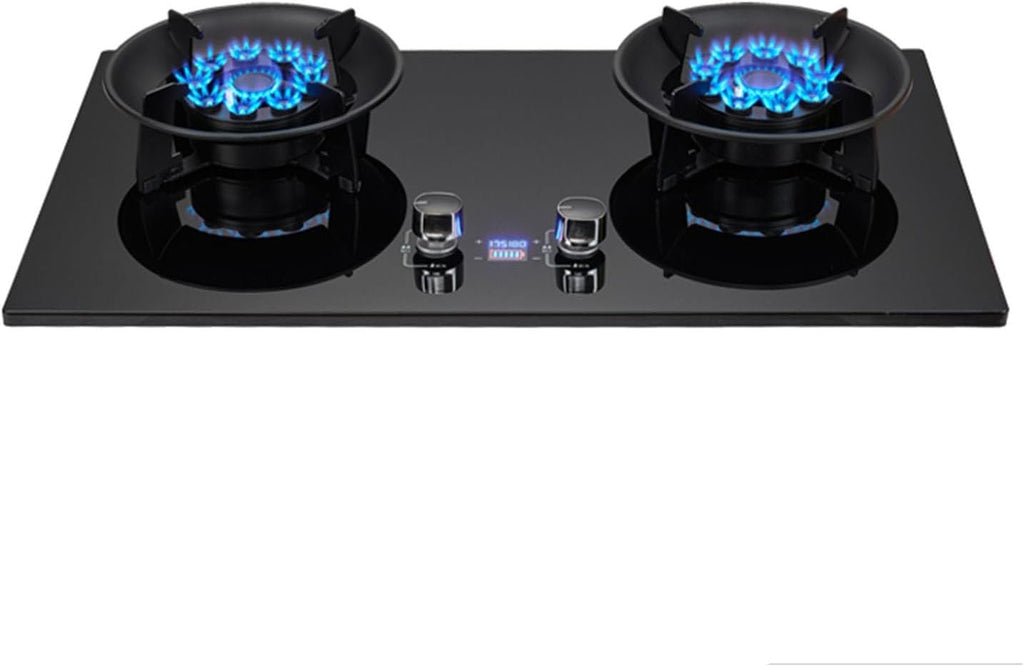 Built-in Gas Stove, 2 Burner Gas Stove, 5.0KW/5.2KW Nine-Cavity Timer (Independent On Both Sides) High Flame, Independent Stove Camping Outdoor (Size : LPG)
