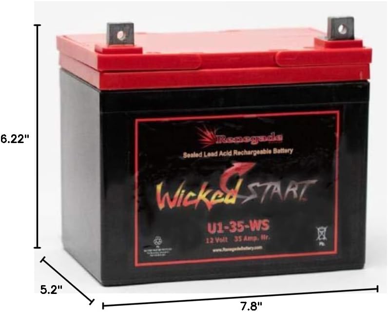 SCAG ZERO-TURN MOWER TIGER CAT/TIGER CUB/TURF TIGER/WILD CAT/Z CAT; U1-35 SEALED MAINTENANCE FREE BATTERY 400+CCA's