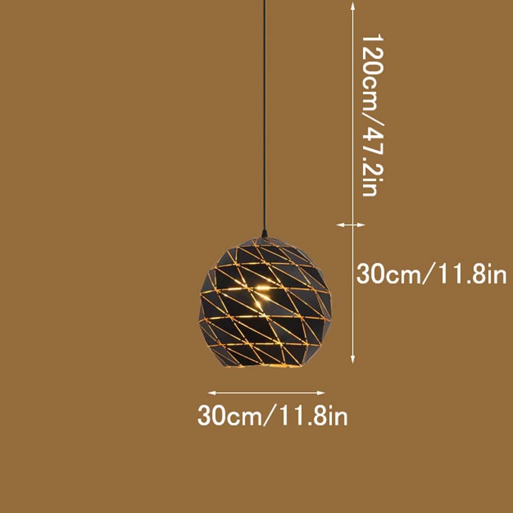 CCACHE E27 Industrial Pendant Light Geometry Wrought Iron Vintage Hanging Pendant Lamp Retro Lamp Fixtures for Kitchen Home Lighting Decor, Single Head Black Hanging Lamps Fixture