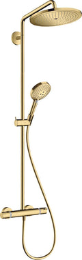 Hansgrohe 26891990 Croma Showerpipe 280 1jet EcoSmart 9 l/min mit Thermostat und Handbrause Raindance Select S 120 3jet Optic Shower Pipe, Polished Gold Look
