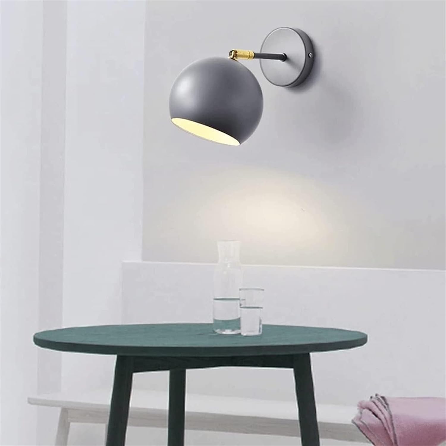 Wall Lamp Modern Black Reading Wall Light, Wall Lamp for Bedroom with Wrought Iron Lamp Shade, Indoor Globe Wall Sconce, Adjustable Hanging Bedside Wall Lamps, Lighting Fixture for Hallway Basement Fa