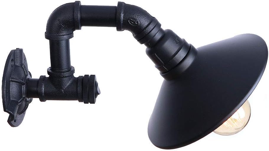 Steam Punk Loft Industrial Sub Black Water Pipe Retro Wrought Iron Wall Lamp Vintage Button Switch E27 Sconce Lights House Restaurant Aisle Lighting Fixtures Luz