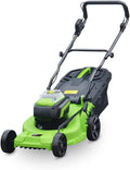 Lawn Mower - 37 cm Cutting Width 40 Litre Grass Box Close Edge Cutting Rear Roller Central Height Adjust -Weeder+Original Battery
