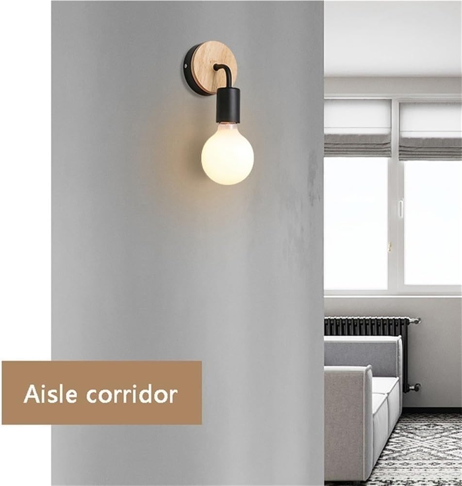 Nordic Solid Single Head Wall Lamp Modern Wrought Iron Wall Sconce Bedroom Bedside Wall Light Fixture Wall Mount Lighting for Corridor Aisle Vanity Mirror Decoration(White)(White)
