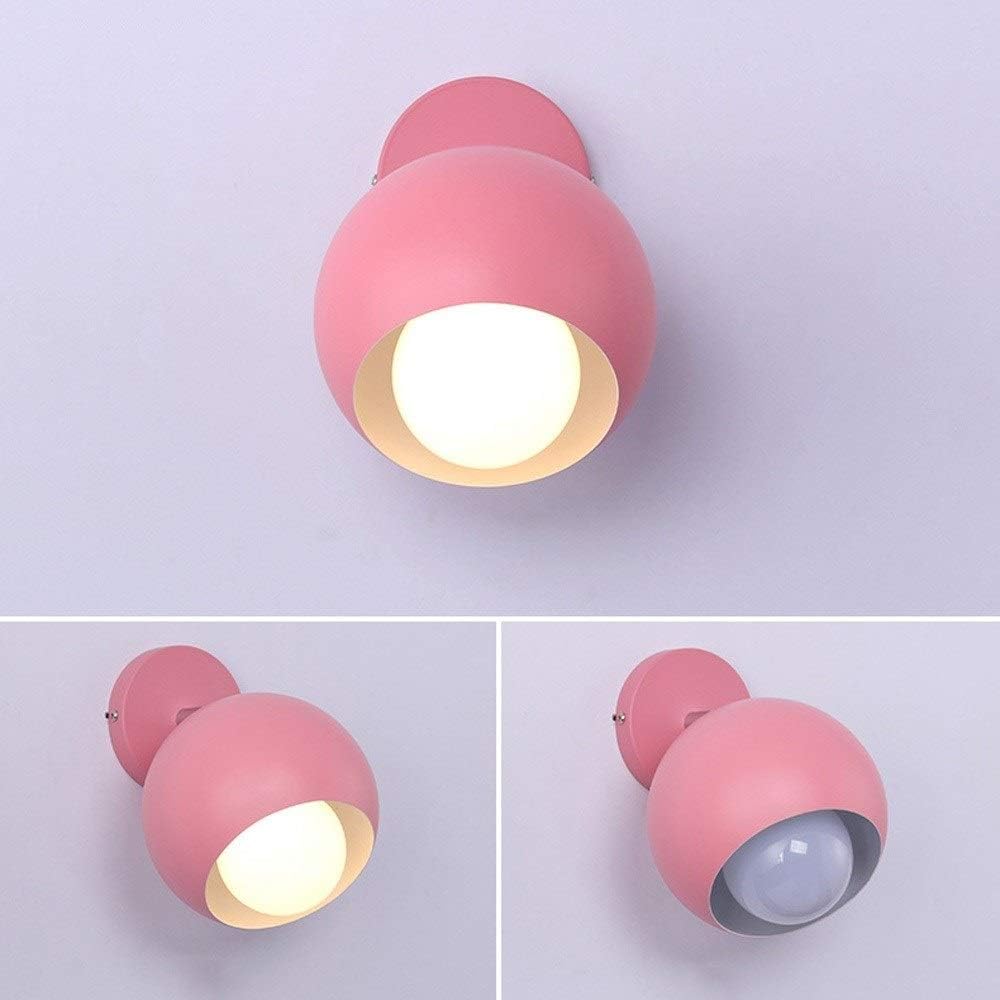Wall lamp, Clothing Store Coffee Shop 180 Degree Adjustment Wrought Iron Wall Light Fixtures Bedroom Study Girl Room Wall Sconces E27 Screw Aisle Corridor Decorative Lighting Wall Lamp(Pink)
