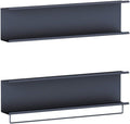 Black/White/Gold Wrought Iron Shelf Household Bathroom Wall Moisture-Proof Shelf, Towel Storage Rack, Article Storage Cabinet (Black 45×15cm)