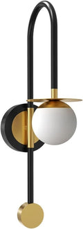 Modern Wall Sconces, Indoor Decor Black Wall Lamps for Bedroom, Tri-Color Dimmable Metal Wrought Iron Spherical Wall Light Fixtures, for Living Room Cafe Bathroom