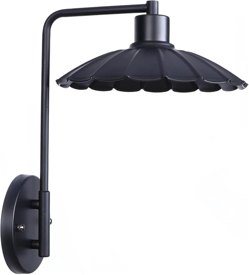 European Wall Light Retro Loft Wall Lamp V-intage Wrought Iron Lampshade Lighting Fixture Bedroom Bedside Living Room Study Cafe Dining Room Lamp Chandelier(Black)