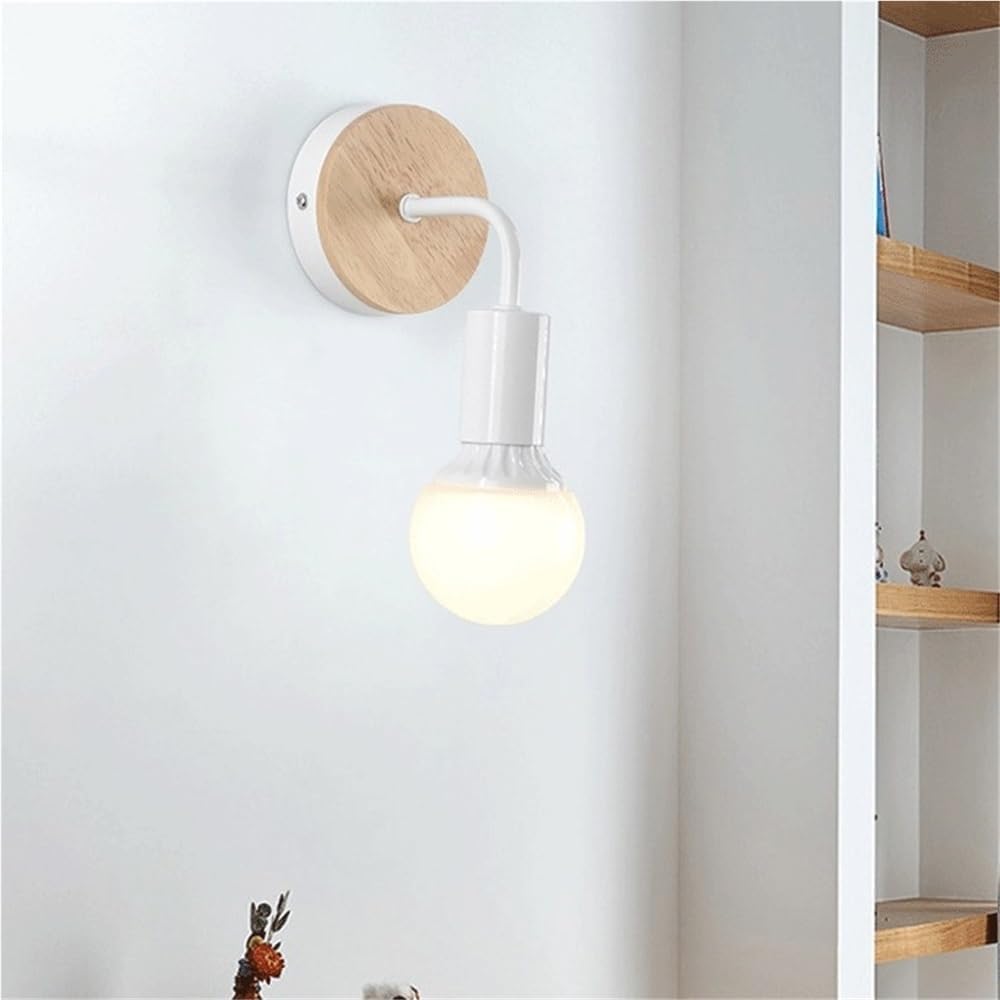 Nordic Solid Single Head Wall Lamp Modern Wrought Iron Wall Sconce Bedroom Bedside Wall Light Fixture Wall Mount Lighting for Corridor Aisle Vanity Mirror Decoration(White)(Black)