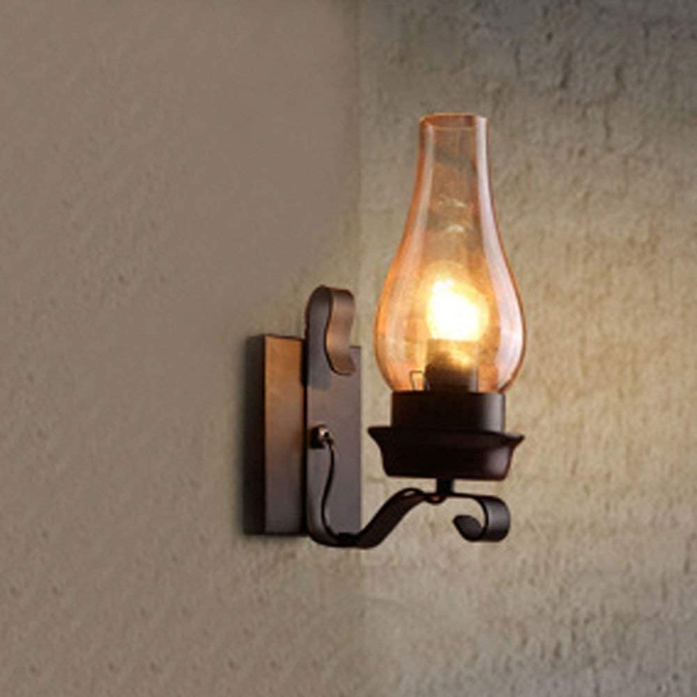 Wall Lamp Black Wrought Iron Wall Light Grass Lampshade Retro Nostalgia Wall Sconce Lighting Fixture Eye Protection Soft Light Bedroom Bedside Reading Light Industry Metal Mount Sconce Fixture