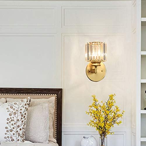 Wall Light Modern Black Wrought Iron Wall Lamp E27 Crystal Lamp Glass Wall Light Hotel Bedside Wall sconces Engineering Lamp New Chinese Bedroom Fixture (Color : 1)
