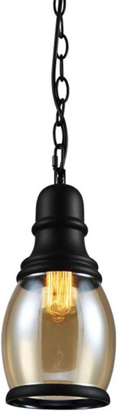 Chandelier Light Vintage Amber Glass Pendant Light Industrial Wrought Iron Hanging Lamp Mini Modern Black Adjustable Ceiling Chandelier Lights Fixture for Kitchen Island Farmhouse Loft Bar Hallway Han