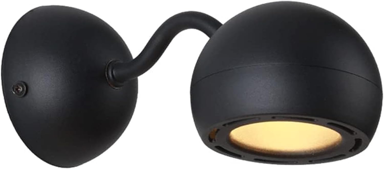 7W LED Dome Wall Lamp with Black Finish Wrought Iron Decorative Sconces Lamps 360°Adjustable Lighting Angle Modern and Simple Reading Lights for Hallway Bedroom