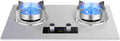Stainless Steel Gas Stove 75CM Gas Stove 2 Burners, 5.2KW 9 Cavity Timed High Fire, Built-in Gas Cooker Plug and Play, with Flameout Protection(LPG)