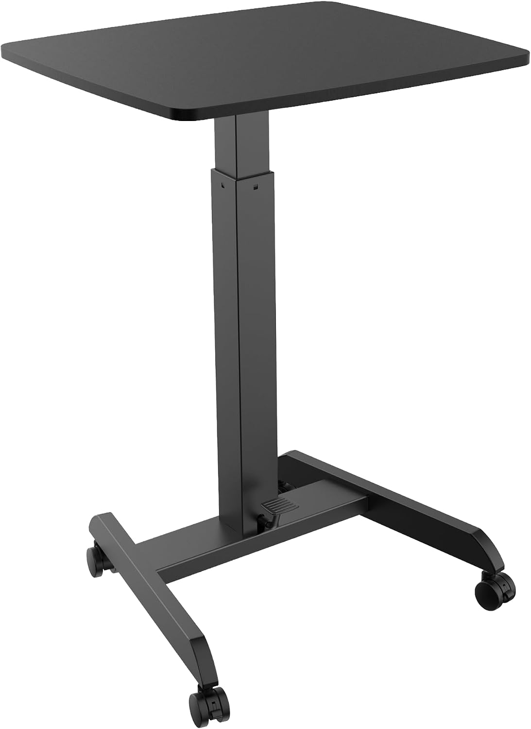 Mount-It! Rolling Laptop Desk Adjustable Height (29.6'-44.2'), Mobile Workstation Cart with 23.6' x 20.5' Desktop, Small Sit-Stand Desk for Home, Office, or Classroom in Black