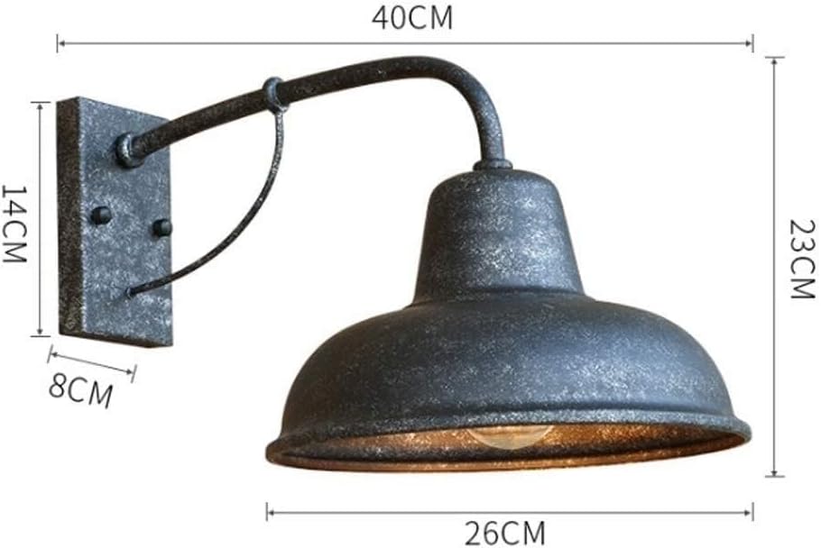 Industrial Farmhouse Wall Sconces American Style Vintage Wall Lighting Fixtures with E26 Sockets Outdoor Wrought Iron Wall Lamps for Balcony Garage Barn Garden(Silver Gray)