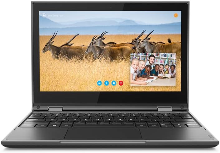 Lenovo 300e 11.6' Touchscreen Netbook, Windows 11, Intel Quad-Core N5030, 8GB RAM, 128GB SSD, Black (Renewed)