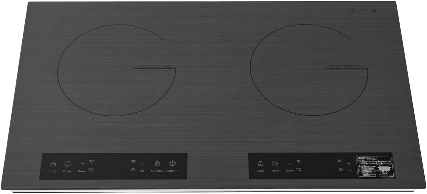 2 Burner Electric Cooktop, 2600W 110-120V Electric Ceramic Cooktop Built-in Electric Stove Top with 2 Electric Burners, 9 Heating Level and Kid Safety Lock, Sensor Touch Control, 23.62x14.17x3.15 inch