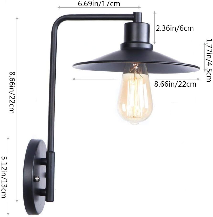 Wall Mounted Light Retro Metal Wall Lamp Vintage Industrial Wrought Iron Wall Light Sconce for Restaurant Living Room Bathroom Clothing Store Bedside Wall-Mounted Lighting Reading Light