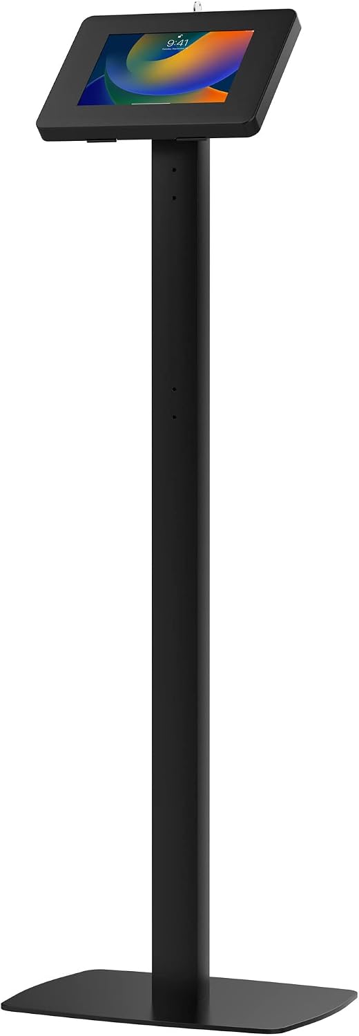 Thin Floor Stand - CTA Tall Standing 360 Degree Kiosk Display Tablet Holder - Charger Access & Lock for iPad mini A17 Pro & 1/2/3/4/5/6 - Samsung Tab A 8″