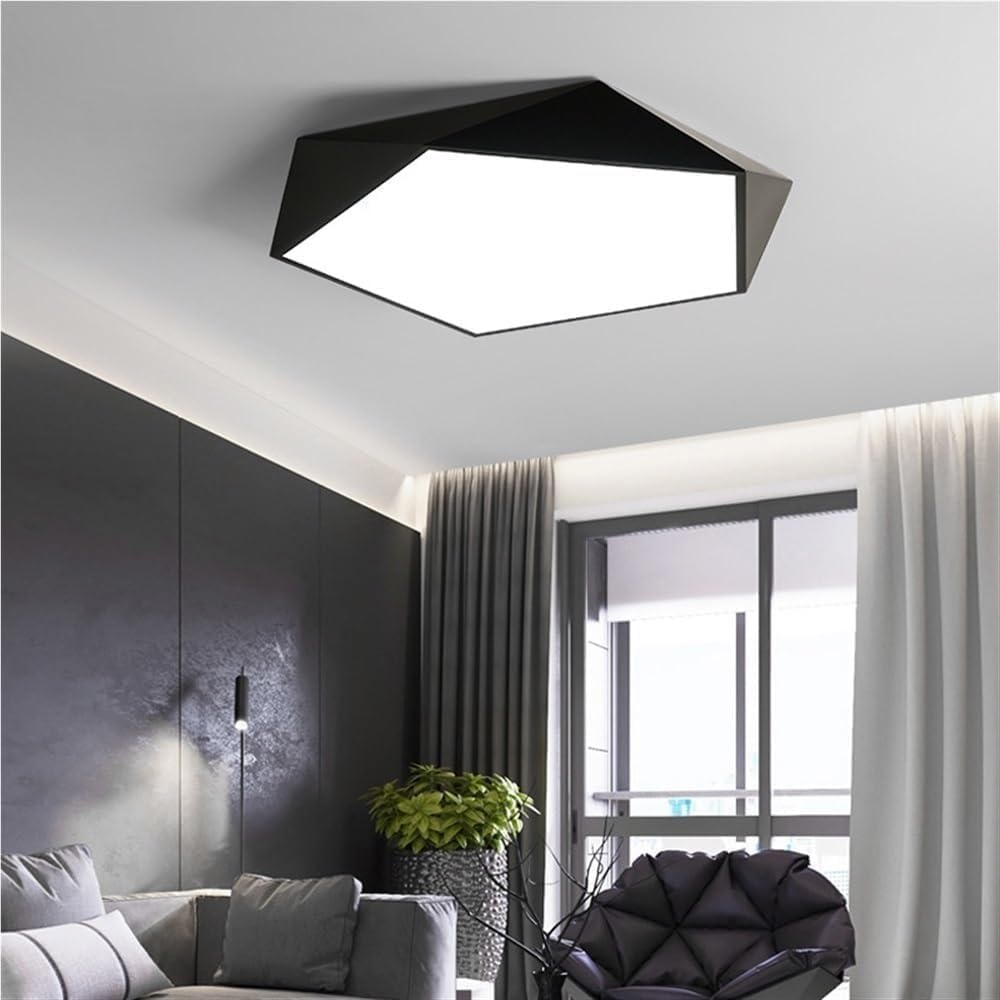 Ultra-Thin Modern Minimalist Nordic Wrought Iron Ceiling Lamp Soft Ambient Lighting Fixture for Bedroom Study Living Room Dining Room Kitchen Hallway Corridor Aisle Pendant(Black,Tricolor light)