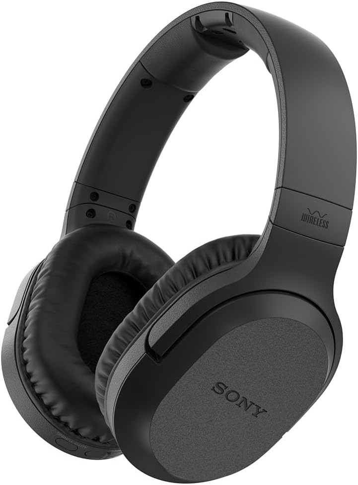 Sony WHRF400 Wireless Home Theater Headphones Black Bundle with Mizco Travelocity in-Ear Headphone (Colors May Vary), Headphone Case, 2X Converter Adapter and 1 YR CPS Enhanced Protection Pack