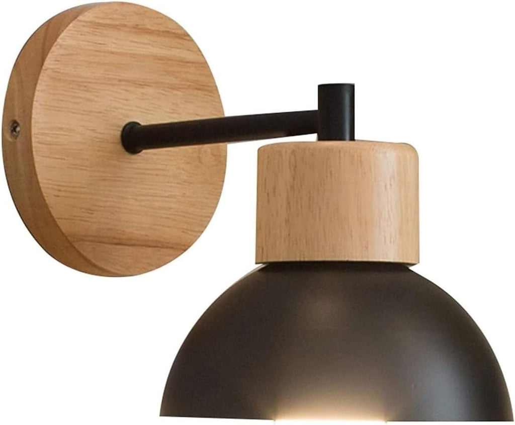 Nordic Style Wrought Iron Wall Sconce Modern Solid Wood Chassis Wall Lamp Wall Mounted Lighting Fixture for Bedroom Bedside Living Room Corridor Study Bathroom Vanity Mir