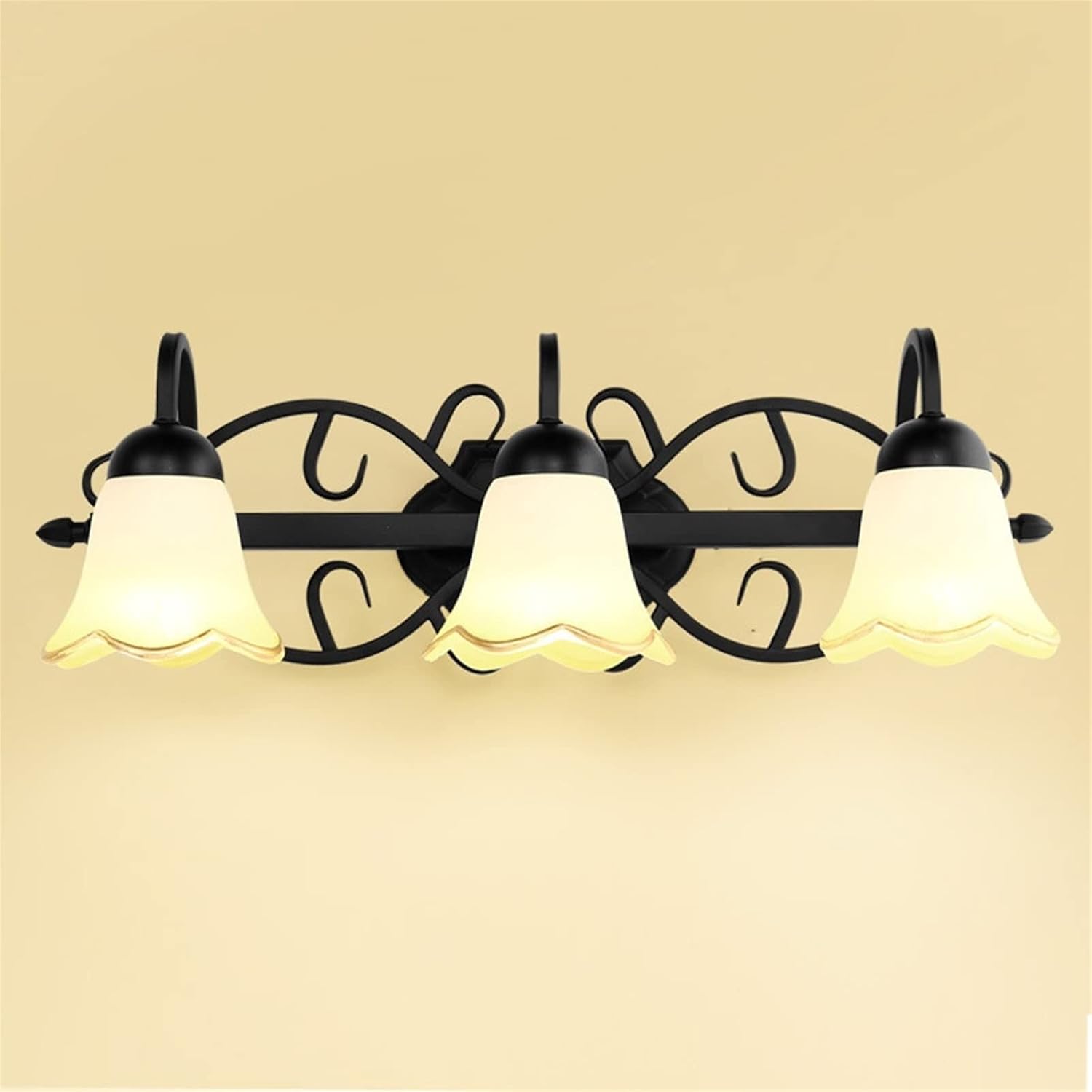 European Wall Light Mirror Light Compatible with Bathroom - American Black Finishing Fixture Wall Lamp, Wrought Iron Wall Light Compatible with Vanity Make Up Picture Display Wall Sconce - Makeup Mirr
