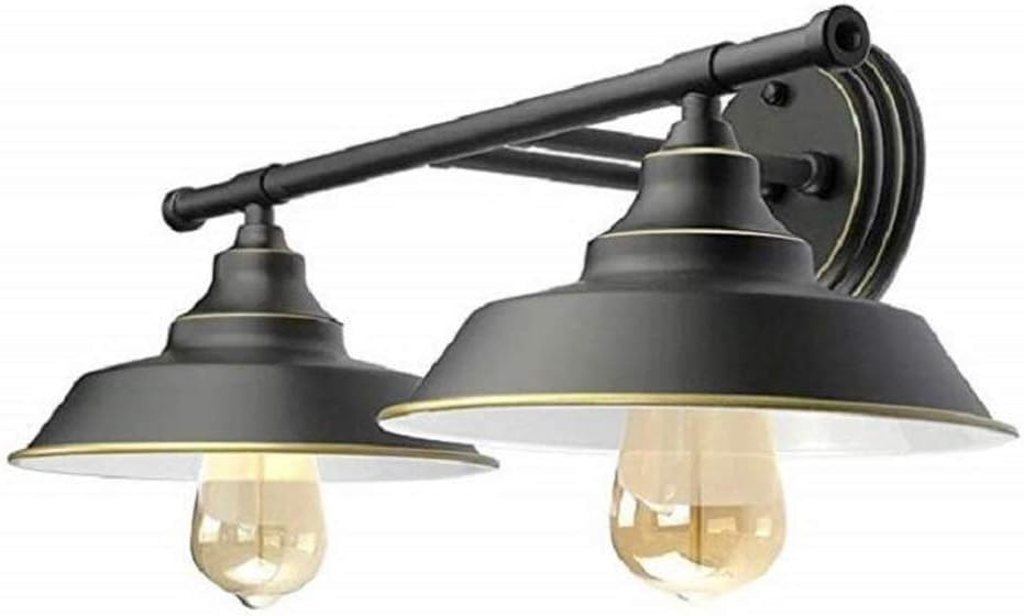 Wall Mounted Light E27 Black Double Wall Light Vintage Industrial Wrought Iron Metal Wall Lamp Retro Fisherman Hat Wall Sconce Creative Lighting Fixtures for Bathroom Living Room Reading Light