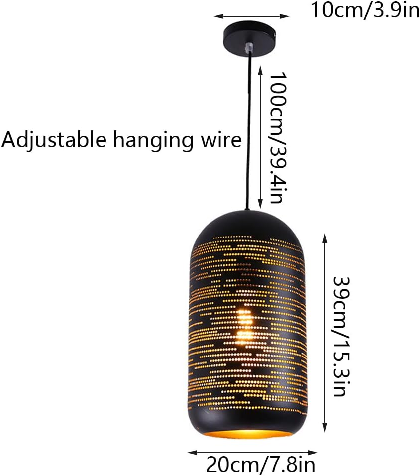 Chandelier, Black Wrought Iron Chandelier Retro Industrial Lamp Single Headlight Pendant Light Chandelier Metal Shade Hanging Lighting Fixtures Restaurant Bar Cafe(7.8in*15.3in)