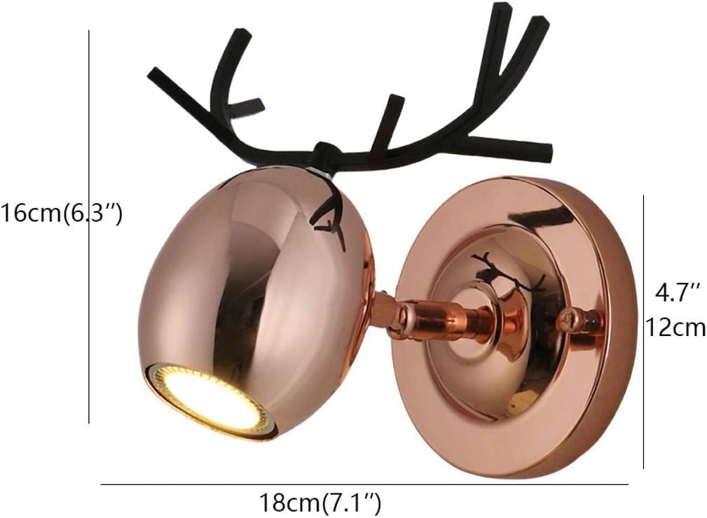 Wall Light Wrought Iron Wall Lamp Nordic Creative Antlers Light Bedroom Sconce for Living Room Bedside Dining Fixtures Decor(Pink)