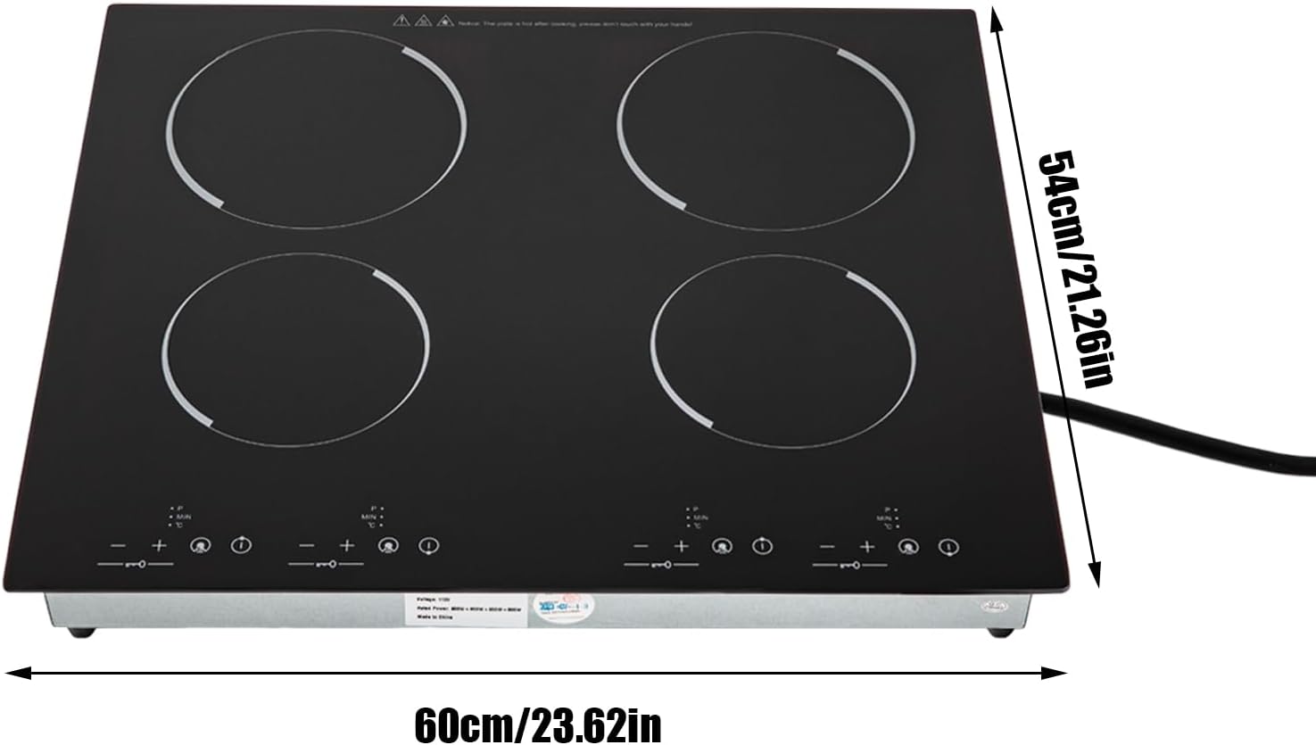 3000W 4 Burners Electric Ceramic Induction Cooktop Built-in Cooktop Electric Stove Top with 4 Electric Burners, 9 Heating Level, Safety Lock, Sensor Touch Control (900W+600W+900W+600W)